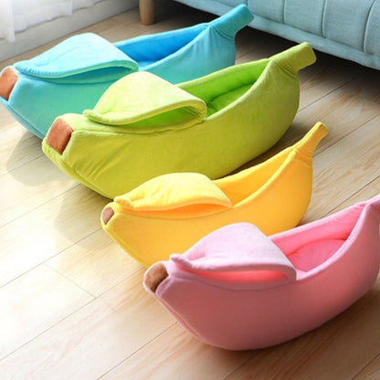 Pink Cozy Banana Peel Pet Bed - Plush & Warm Cave House for Cats & Small Dogs (Medium) V888-ELOSUNG27463
