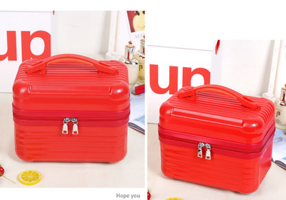 Red Durable Hard Shell Makeup Travel Case - Large Capacity Portable Cosmetic Organizer Box with Handle V888-ELOSUNG27476
