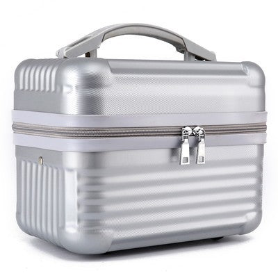 Silver Durable Hard Shell Makeup Travel Case - Large Capacity Portable Cosmetic Organizer Box with Handle V888-ELOSUNG27478