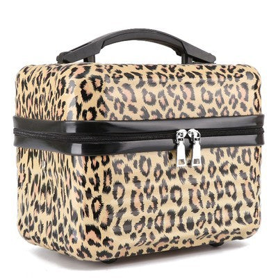 Yellow Leopard Pattern Durable Hard Shell Makeup Travel Case - Large Capacity Portable Cosmetic Organizer Box V888-ELOSUNG27479