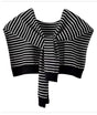 Black Chic Striped Knit Tie-Front Shawl - Lightweight Versatile Layering Capelet for Women V888-ELOSUNG27481