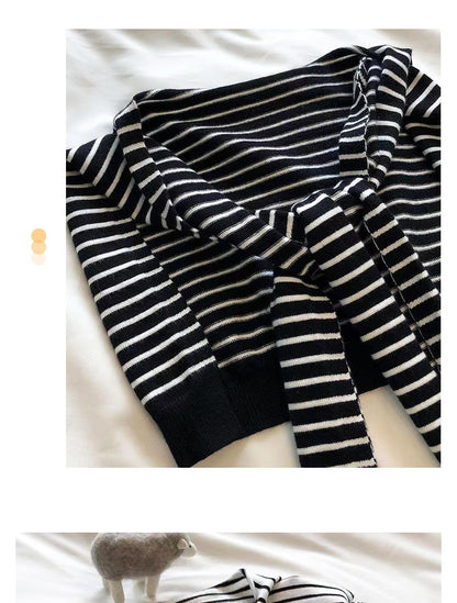 Green Chic Striped Knit Tie-Front Shawl - Lightweight Versatile Layering Capelet for Women V888-ELOSUNG27482