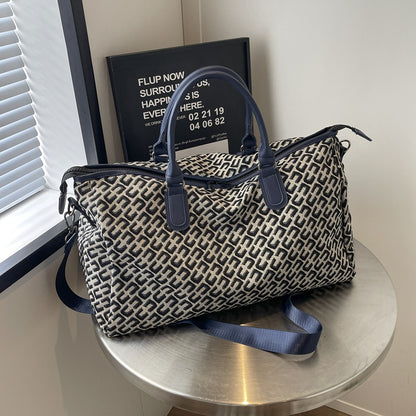 Dark Blue Stylish Geometric Pattern Travel Duffel Bag - Large Capacity Lightweight Weekender & Gym Bag V888-ELOSUNG27485