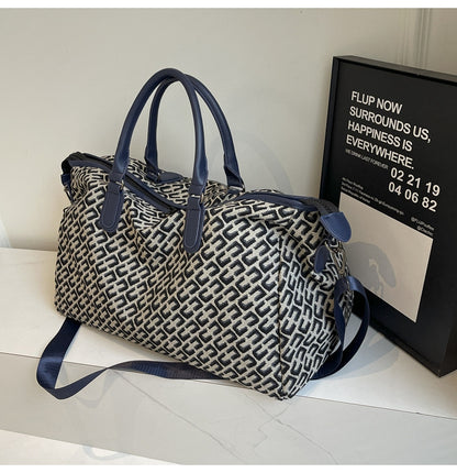 Dark Blue Stylish Geometric Pattern Travel Duffel Bag - Large Capacity Lightweight Weekender & Gym Bag V888-ELOSUNG27485