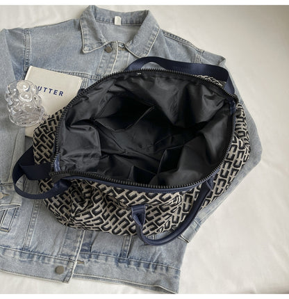 Dark Blue Stylish Geometric Pattern Travel Duffel Bag - Large Capacity Lightweight Weekender & Gym Bag V888-ELOSUNG27485
