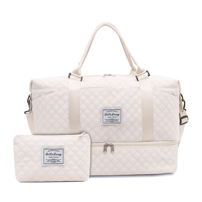 Black Chic 3-Piece Quilted Travel Bag Set - Duffel, Crossbody Sling & Toiletry Pouch - Large Capacity & V888-ELOSUNG27487