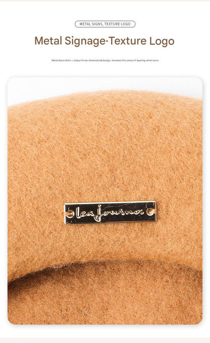 Dark Green Elegant Wool Beret - Classic Warm Thick British Style Hat for Autumn & Winter V888-ELOSUNG27491