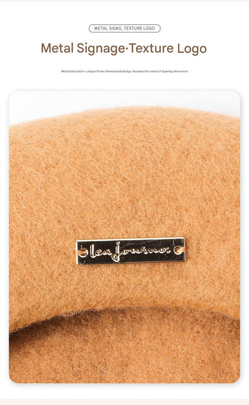Dark Purple Elegant Wool Beret - Classic Warm Thick British Style Hat for Autumn & Winter V888-ELOSUNG27492