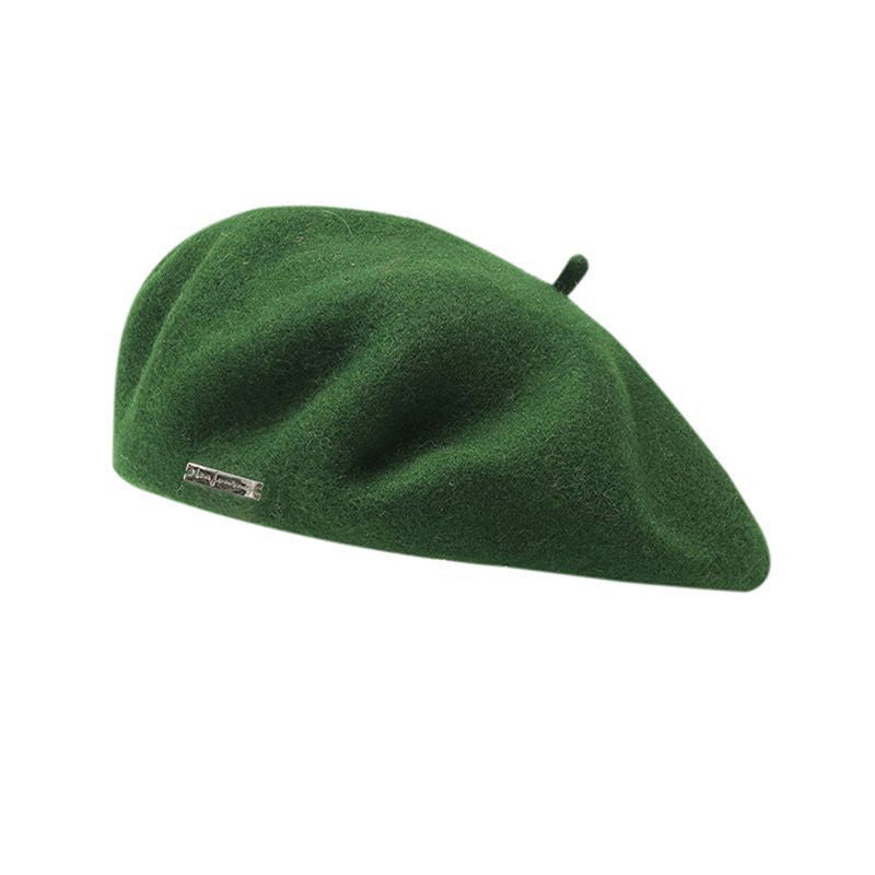 Green Elegant Wool Beret - Classic Warm Thick British Style Hat for Autumn & Winter V888-ELOSUNG27493