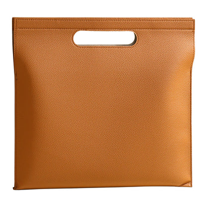 Khaki Professional A4 PU Leather Document Bag - Waterproof Handheld File Folder Portfolio for Business & V888-ELOSUNG27498