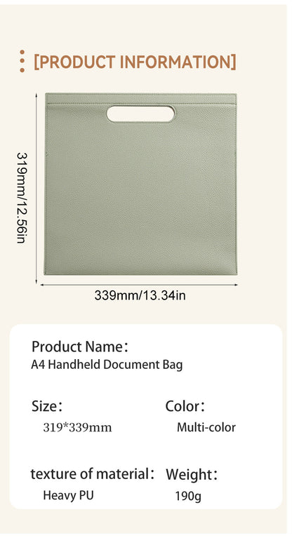 Khaki Professional A4 PU Leather Document Bag - Waterproof Handheld File Folder Portfolio for Business & V888-ELOSUNG27498