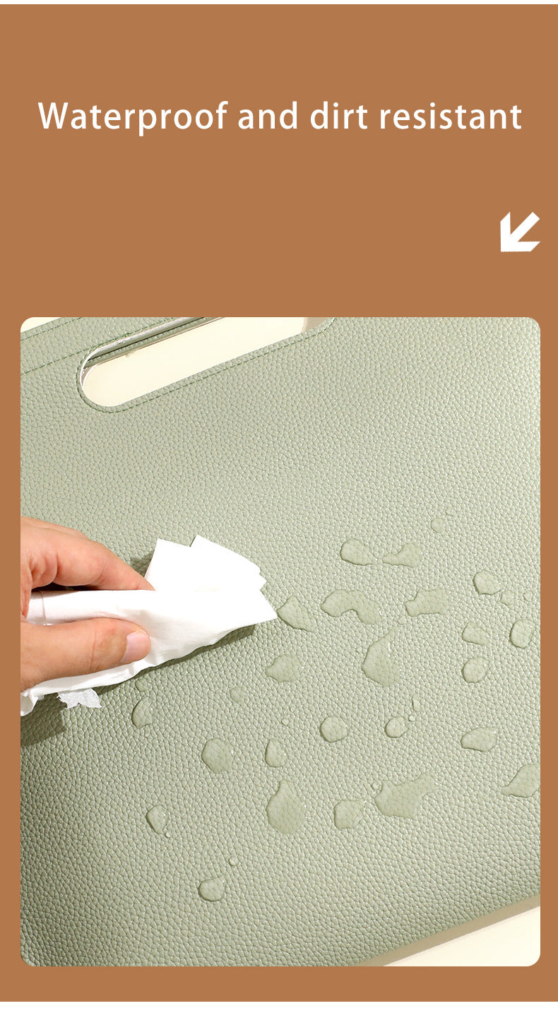 Beige Professional A4 PU Leather Document Bag - Waterproof Handheld File Folder Portfolio for Business & V888-ELOSUNG27499