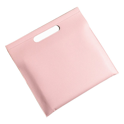 Light Pink Professional A4 PU Leather Document Bag - Waterproof Handheld File Folder Portfolio for Business & V888-ELOSUNG27501
