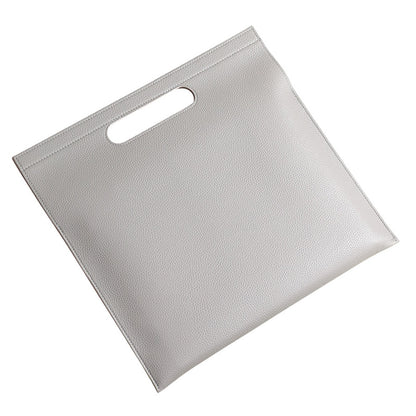 Grey Professional A4 PU Leather Document Bag - Waterproof Handheld File Folder Portfolio for Business & V888-ELOSUNG27502