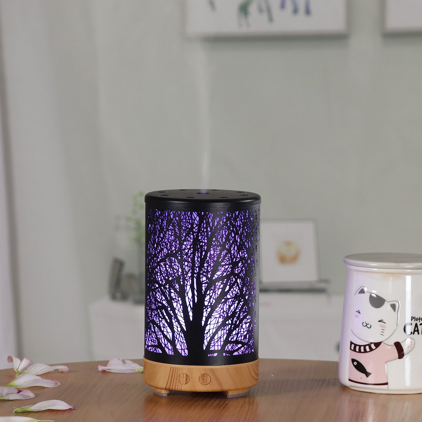 Black Forest Design Iron Essential Oil Diffuser - 7 Color LED Ultrasonic Cool Mist Humidifier 100ml V888-ELOSUNG27506