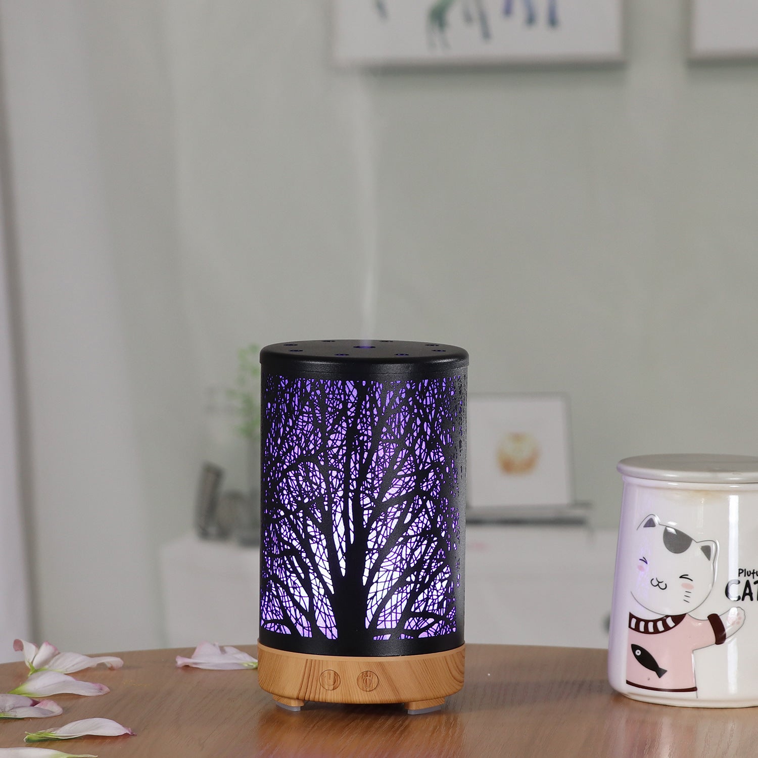 Black Forest Design Iron Essential Oil Diffuser - 7 Color LED Ultrasonic Cool Mist Humidifier 100ml V888-ELOSUNG27506