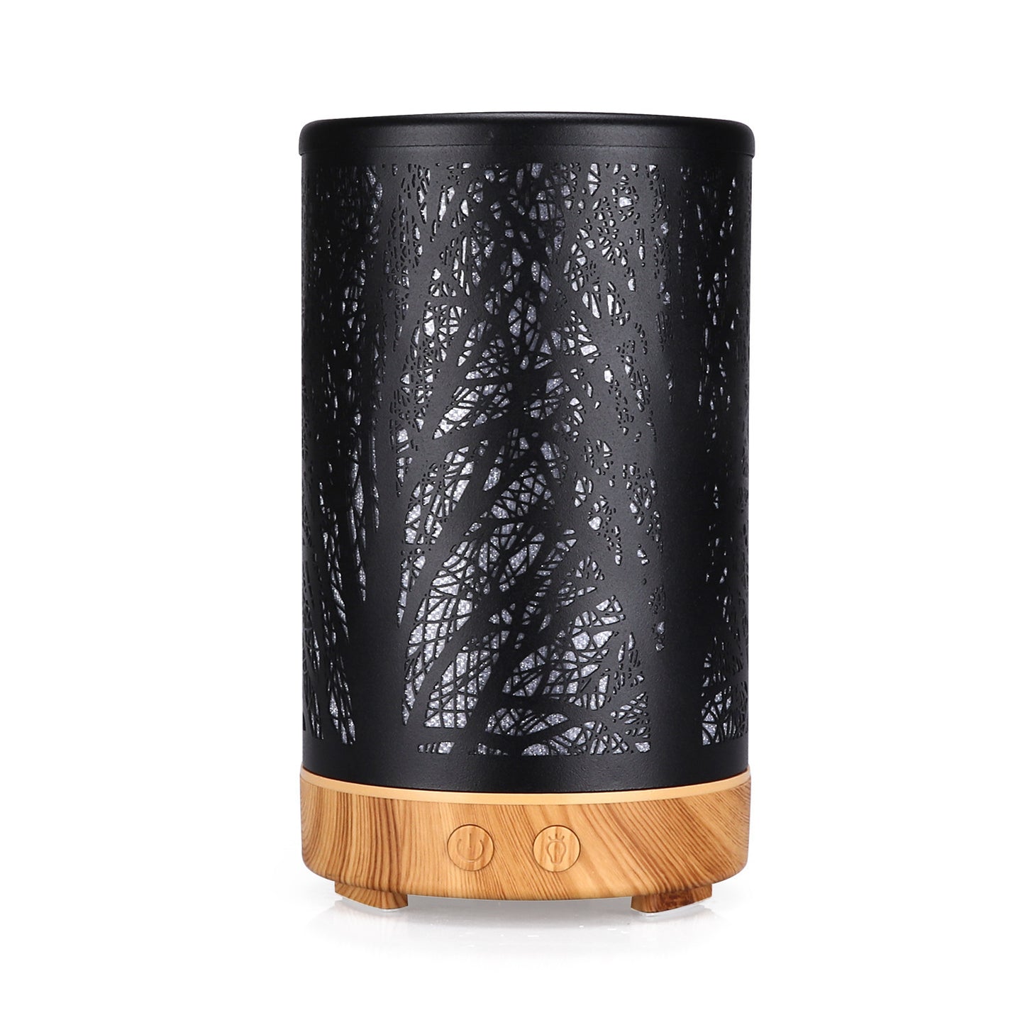 Khaki and Black Forest Design Iron Essential Oil Diffuser - 7 Color LED Ultrasonic Cool Mist Humidifier 100ml V888-ELOSUNG27507