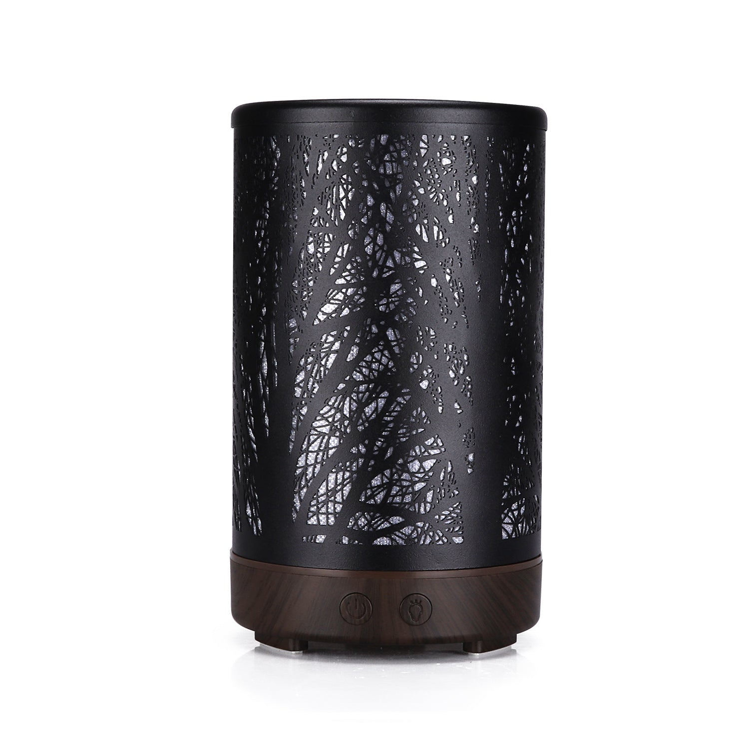 Coffee and Black Forest Design Iron Essential Oil Diffuser - 7 Color LED Ultrasonic Cool Mist Humidifier 100ml V888-ELOSUNG27508