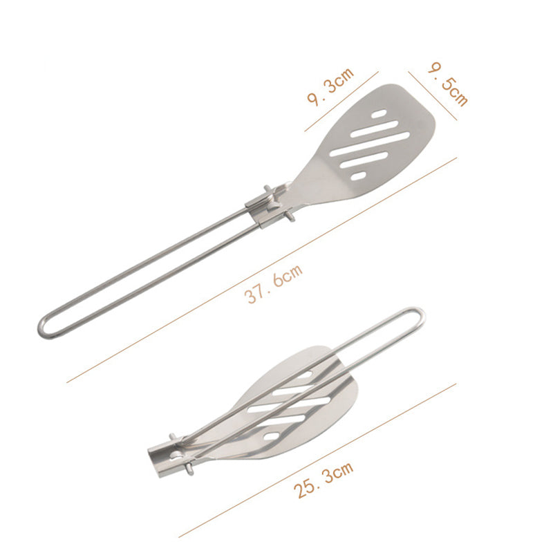 Silver 304 Stainless Steel Folding Camping Spatula - 2 Pack Compact & Portable Outdoor Cooking Utensils V888-ELOSUNG27509