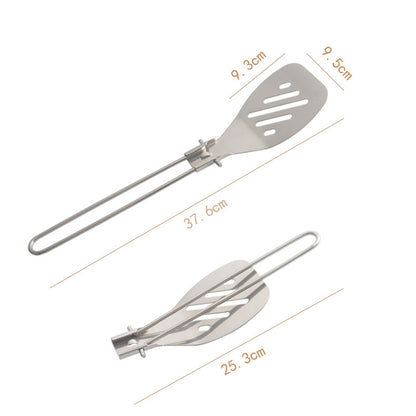 Silver 304 Stainless Steel Folding Camping Spatula - 2 Pack Compact & Portable Outdoor Cooking Utensils V888-ELOSUNG27509