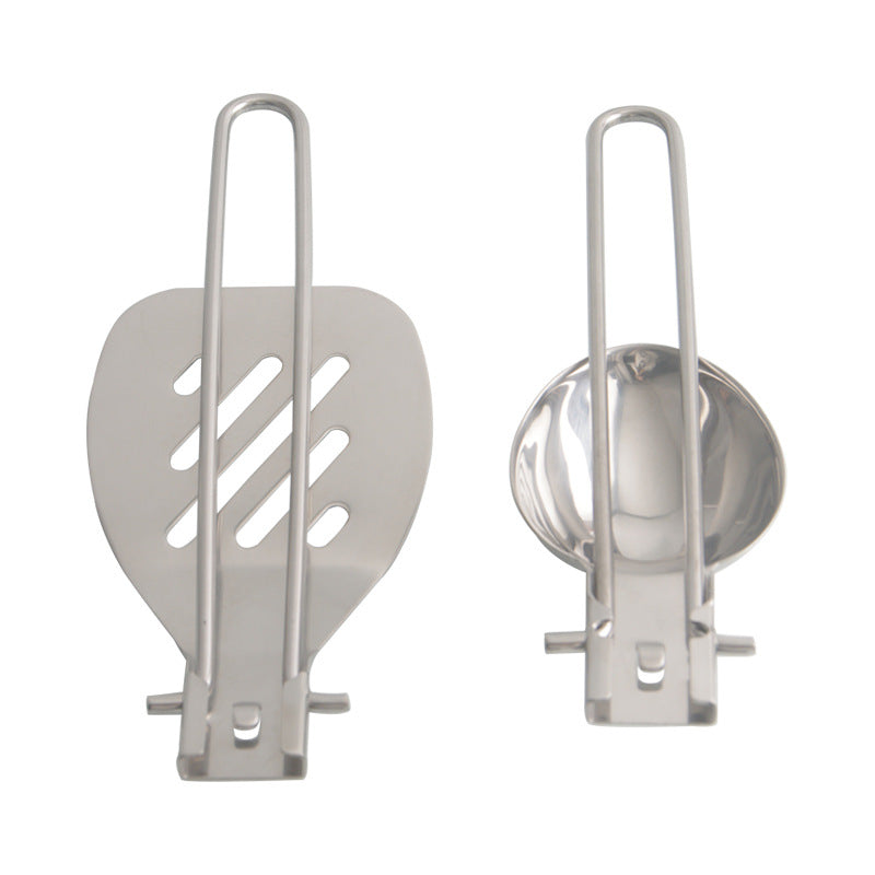 Silver 304 Stainless Steel Folding Camping Spatula - 2 Pack Compact & Portable Outdoor Cooking Utensils V888-ELOSUNG27509