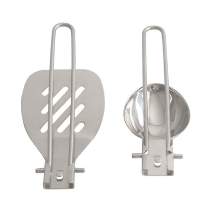 Silver 304 Stainless Steel Folding Camping Spatula - 2 Pack Compact & Portable Outdoor Cooking Utensils V888-ELOSUNG27509
