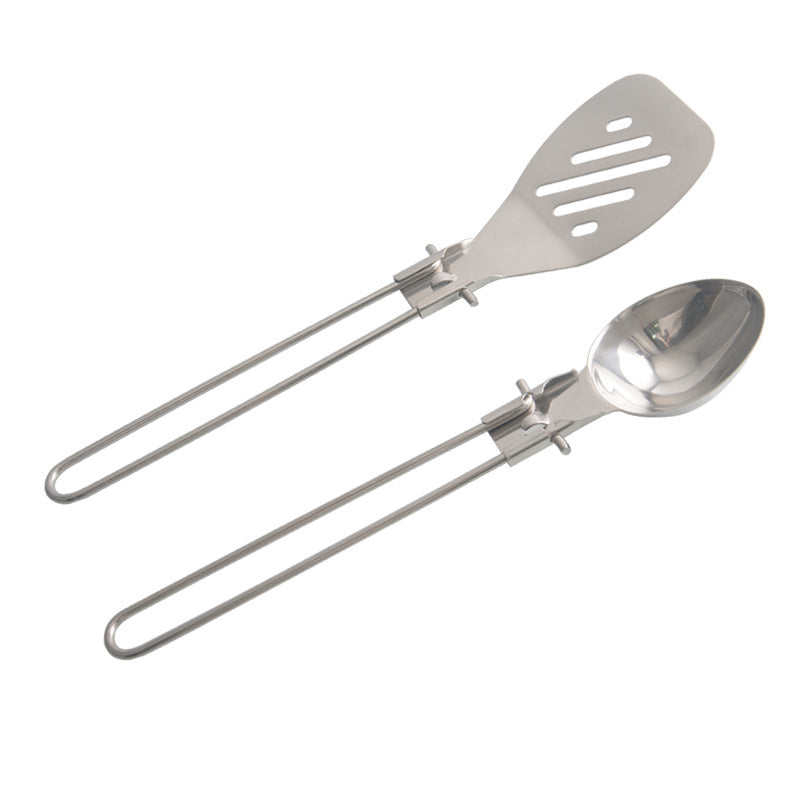 Silver 304 Stainless Steel Folding Camping Ladle - 2 Pack Deep Serving Spoons, Portable & Eco-Friendly V888-ELOSUNG27510