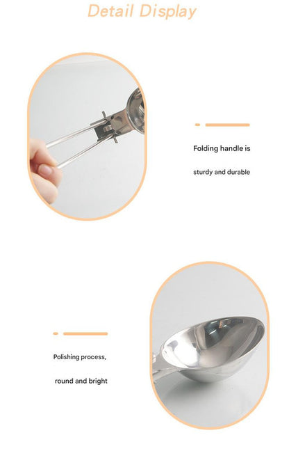 Silver 304 Stainless Steel Folding Camping Ladle - 2 Pack Deep Serving Spoons, Portable & Eco-Friendly V888-ELOSUNG27510