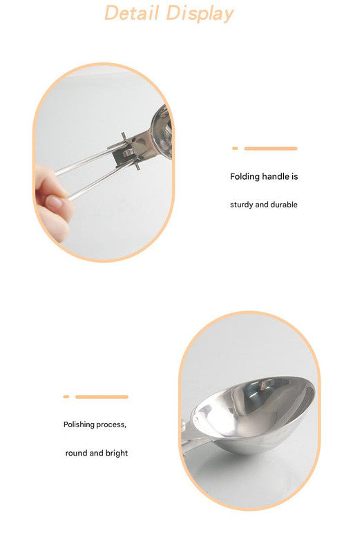 Silver Premium 304 Stainless Steel Folding Camping Utensil Set - Spatula & Deep Spoon Combo for Outdoor V888-ELOSUNG27511
