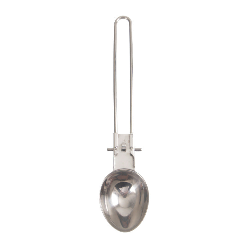 Silver Premium 304 Stainless Steel Folding Camping Utensil Set - Spatula & Deep Spoon Combo for Outdoor V888-ELOSUNG27511