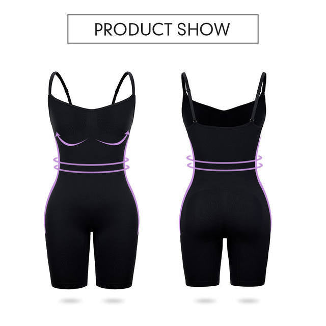 Size L Black Seamless Full Body Shaper for Women - Tummy Control, Butt Lifter & Thigh Slimmer Bodysuit V888-ELOSUNG27514