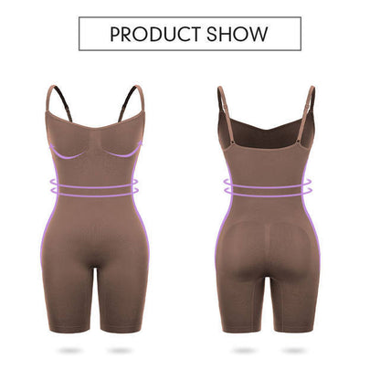 Size M Brown Seamless Full Body Shaper for Women - Tummy Control, Butt Lifter & Thigh Slimmer Bodysuit V888-ELOSUNG275545