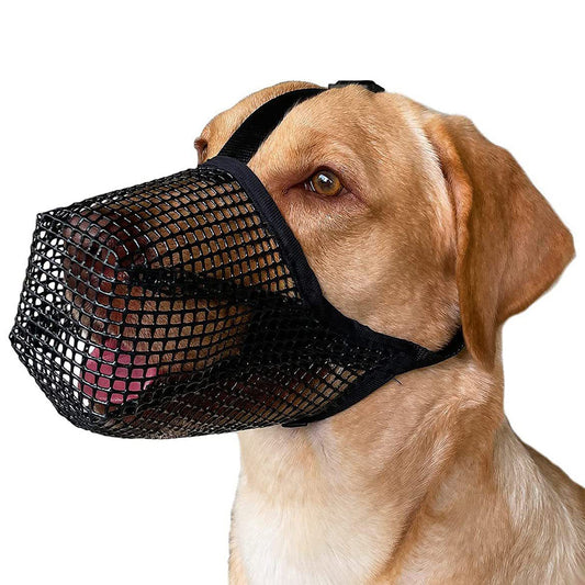 2 Pcs Size XL Black Breathable Mesh Dog Muzzle - Anti-Barking, Biting & Chewing - Adjustable & Comfortable V888-ELOSUNG27570