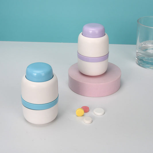 White And Blue 3-in-1 Pill Cutter Crusher & Storage Box - Portable Tablet Splitter Grinder for Precise Dosing V888-ELOSUNG27572
