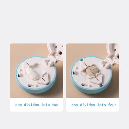 White And Blue 3-in-1 Pill Cutter Crusher & Storage Box - Portable Tablet Splitter Grinder for Precise Dosing V888-ELOSUNG27572