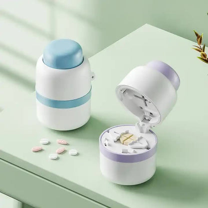 White And Purple 3-in-1 Pill Cutter Crusher & Storage Box - Portable Tablet Splitter Grinder for Precise V888-ELOSUNG27573