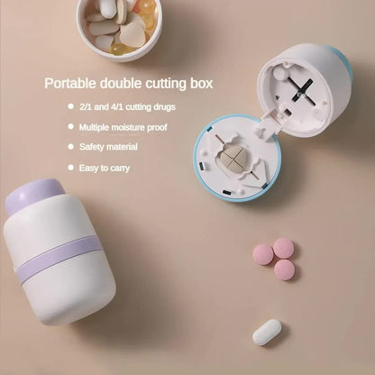 White And Purple 3-in-1 Pill Cutter Crusher & Storage Box - Portable Tablet Splitter Grinder for Precise V888-ELOSUNG27573