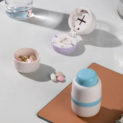White And Purple 3-in-1 Pill Cutter Crusher & Storage Box - Portable Tablet Splitter Grinder for Precise V888-ELOSUNG27573