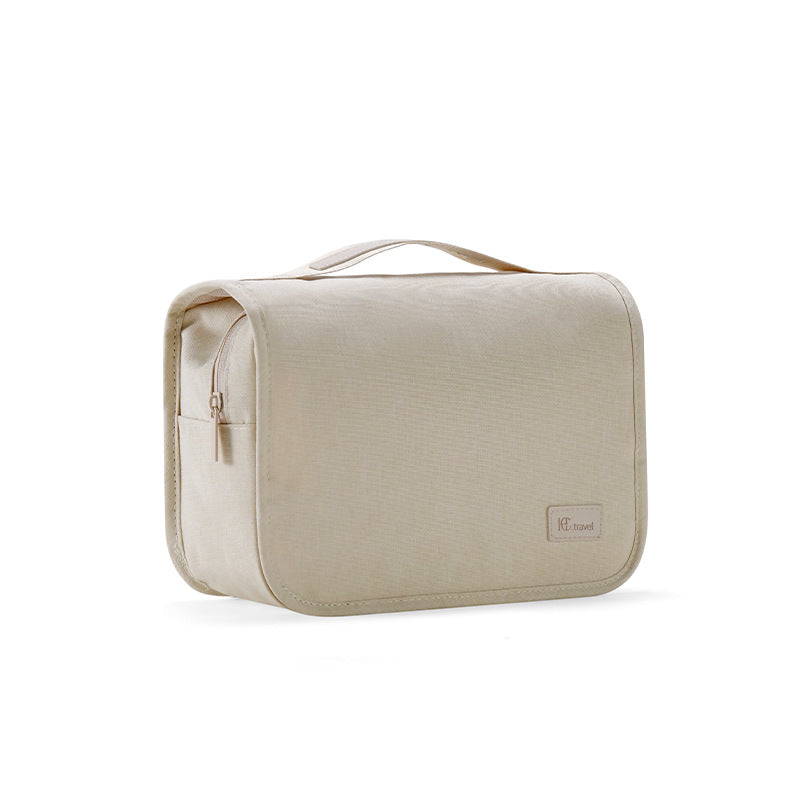 Beige Eco-Friendly RPET Hanging Toiletry Bag - Large Capacity Waterproof Travel Makeup Organizer V888-ELOSUNG27575