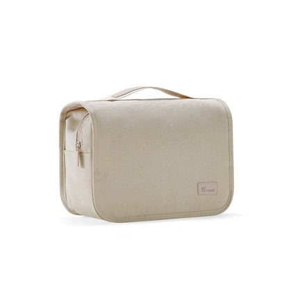 Beige Eco-Friendly RPET Hanging Toiletry Bag - Large Capacity Waterproof Travel Makeup Organizer V888-ELOSUNG27575
