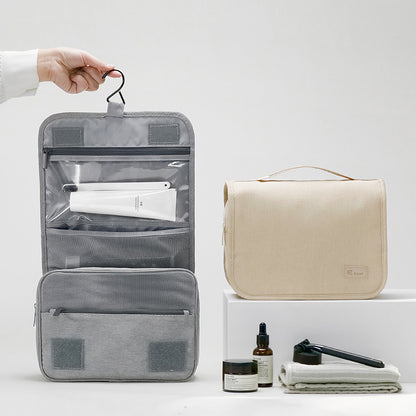 Grey Eco-Friendly RPET Hanging Toiletry Bag - Large Capacity Waterproof Travel Makeup Organizer V888-ELOSUNG27576