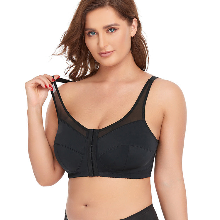 2 Pcs Size XL Women's Wireless Large-Cup Lace Bra with Front Clasp - Comfortable, Breathable, Black V888-ELOSUNG27594