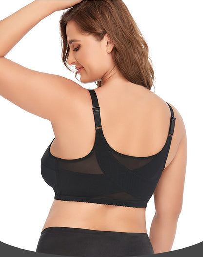 2 Pcs Size XXL Women's Wireless Large-Cup Lace Bra with Front Clasp - Comfortable, Breathable, Black V888-ELOSUNG27595