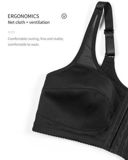 2 Pcs Size 3XL Women's Wireless Large-Cup Lace Bra with Front Clasp - Comfortable, Breathable, Black V888-ELOSUNG27596