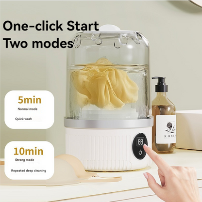 White Portable Mini Washing Machine - Rechargeable USB-C Electric Washer for Travel, Delicates & Socks V888-ELOSUNG27600