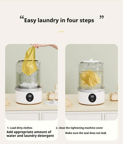 White Portable Mini Washing Machine - Rechargeable USB-C Electric Washer for Travel, Delicates & Socks V888-ELOSUNG27600