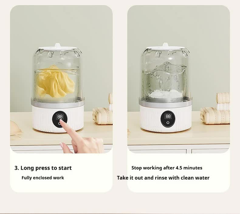 Blue Portable Mini Washing Machine - Rechargeable USB-C Electric Washer for Travel, Delicates & Socks V888-ELOSUNG27601