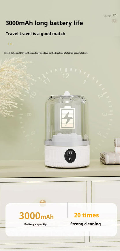 Blue Portable Mini Washing Machine - Rechargeable USB-C Electric Washer for Travel, Delicates & Socks V888-ELOSUNG27601