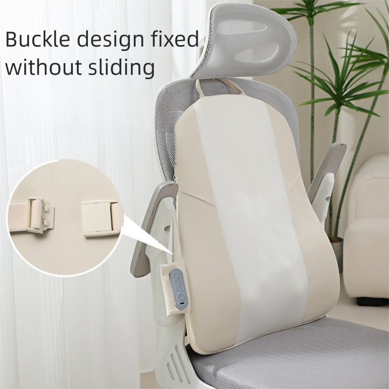 Beige Slim Wireless Shiatsu Back Massager Cushion - Rechargeable Heated Massage Pad for Full Back Relief V888-ELOSUNG27605