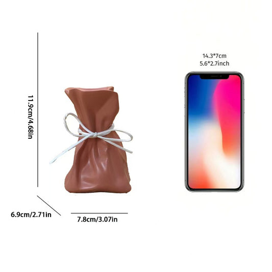 Coffee And White Chic Money Bag Inspired Vase - Modern Resin Decorative Flower Holder & Tabletop Accent(Use V888-ELOSUNG27610